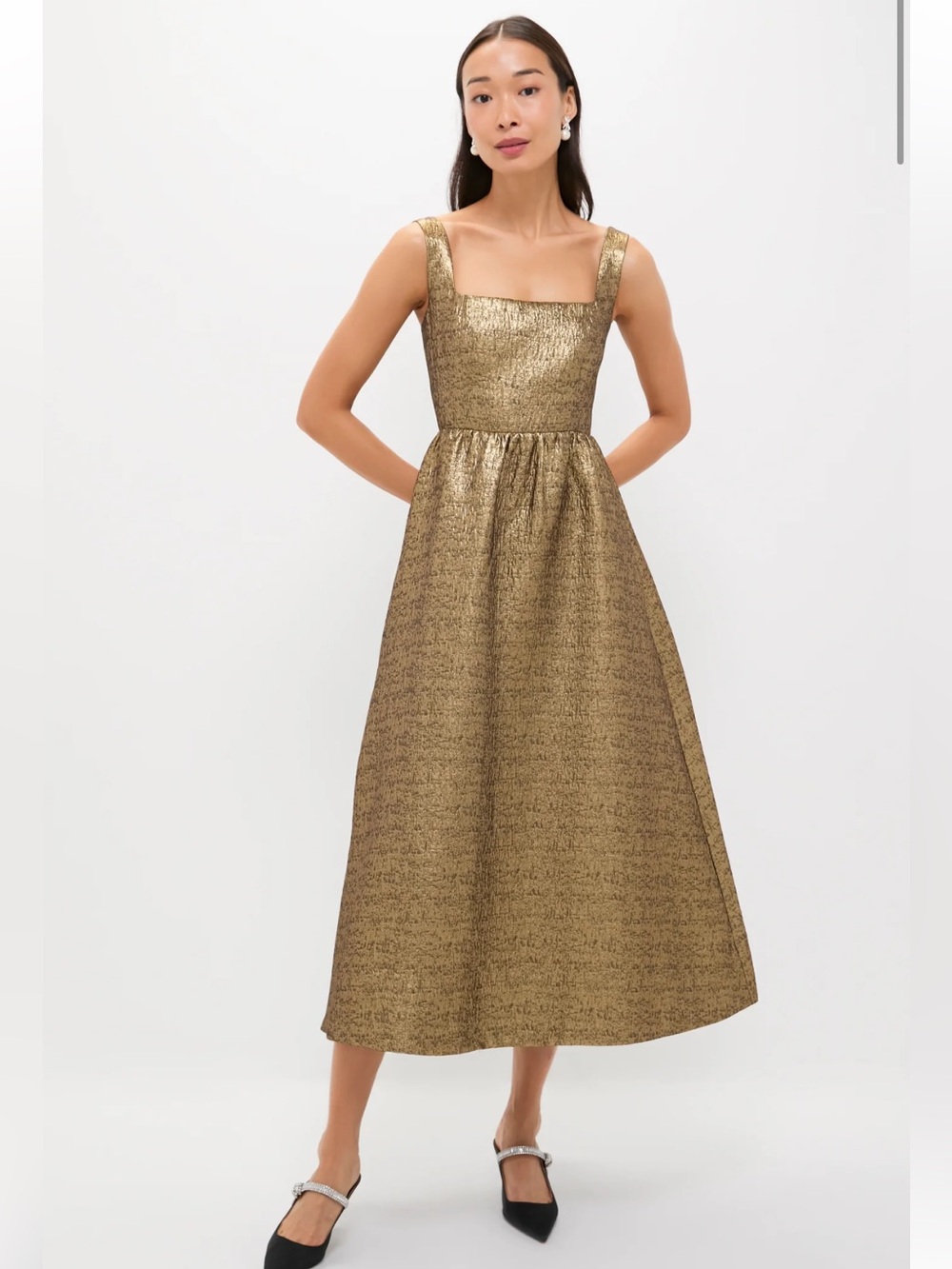 Tuckernuck gold Dupioni Esme Dress | Size XXL